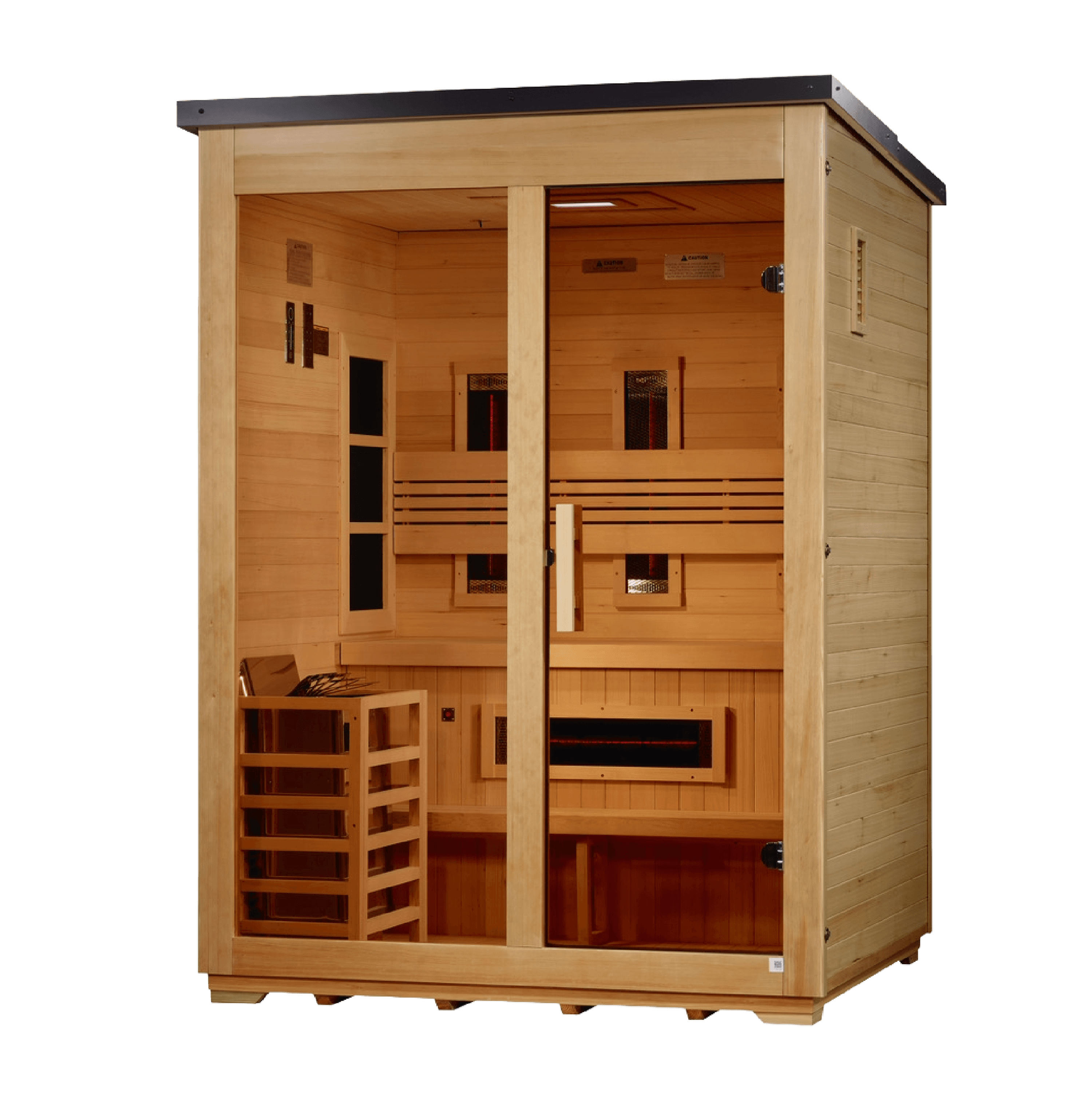 Golden Designs Carinthia 3-Person Hybrid Outdoor Sauna (Full Spectrum IR + Traditional Stove)