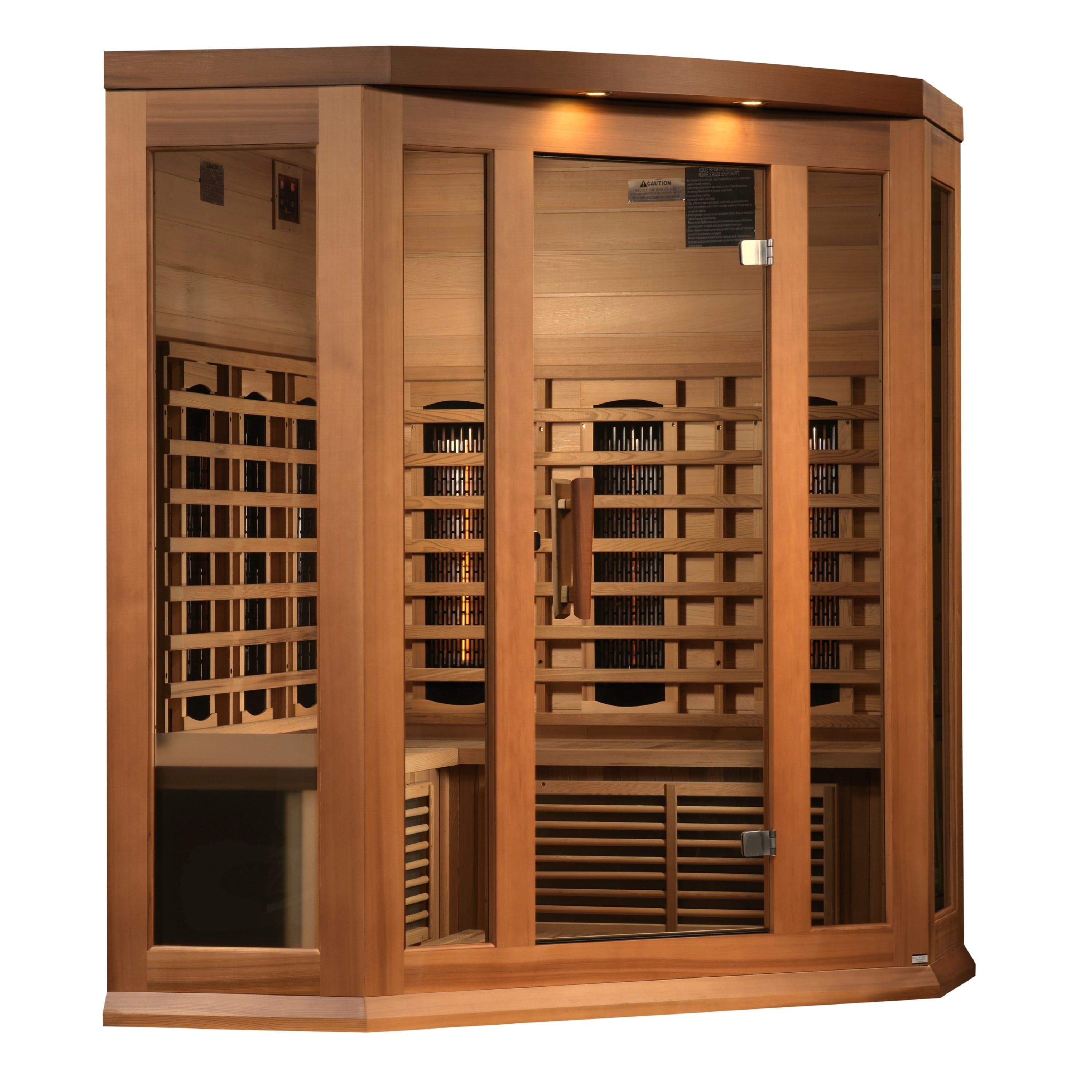 Maxxus 3-Person Corner Full Spectrum Near-Zero EMF Infrared Sauna (Canadian Red Cedar)
